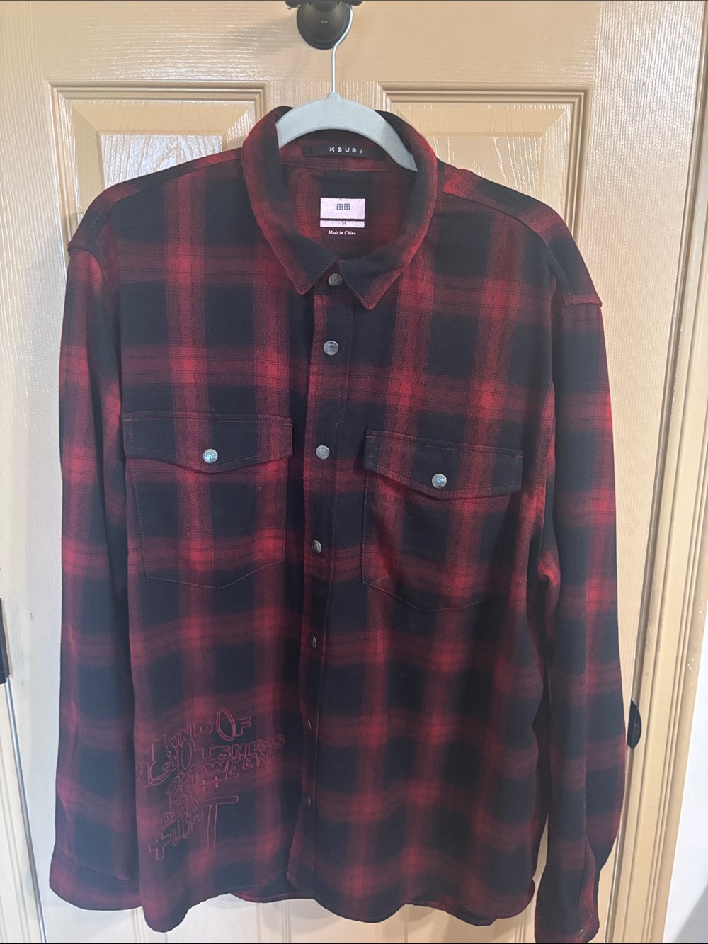 Men’s Ksubi Red & Black Plaid Button-Down Shirt